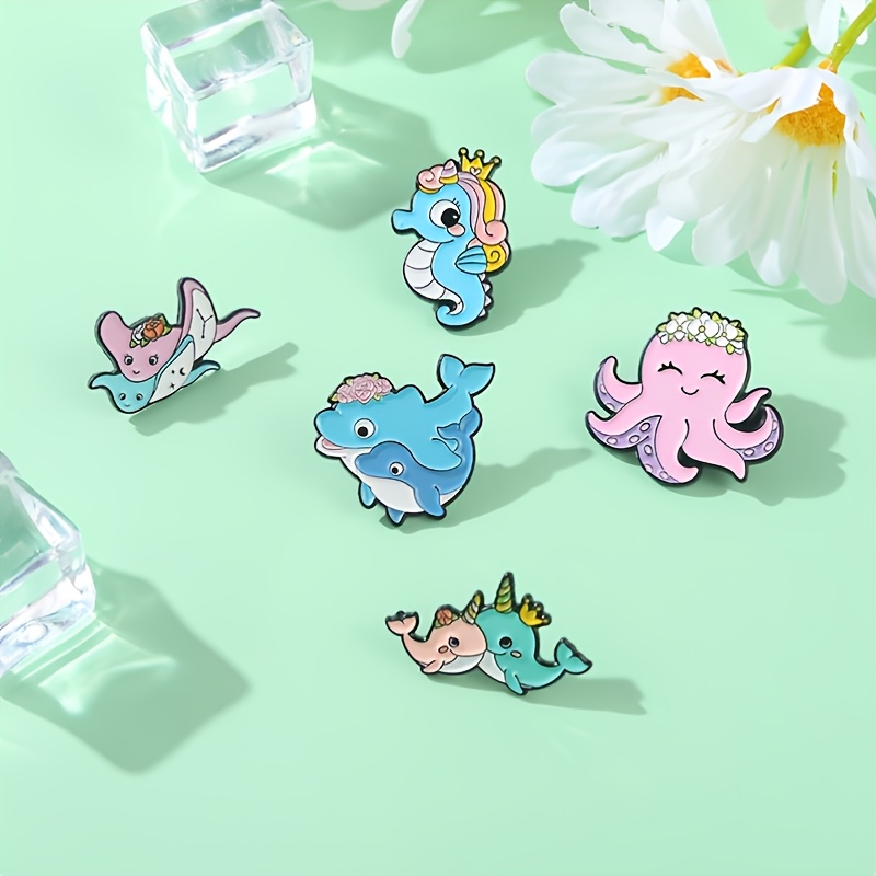 Men's Marine Animal Pattern Pink Pin