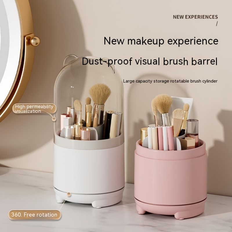 Makeup Brush Holder, Dustproof 360 Rotating Cosmetics Make up