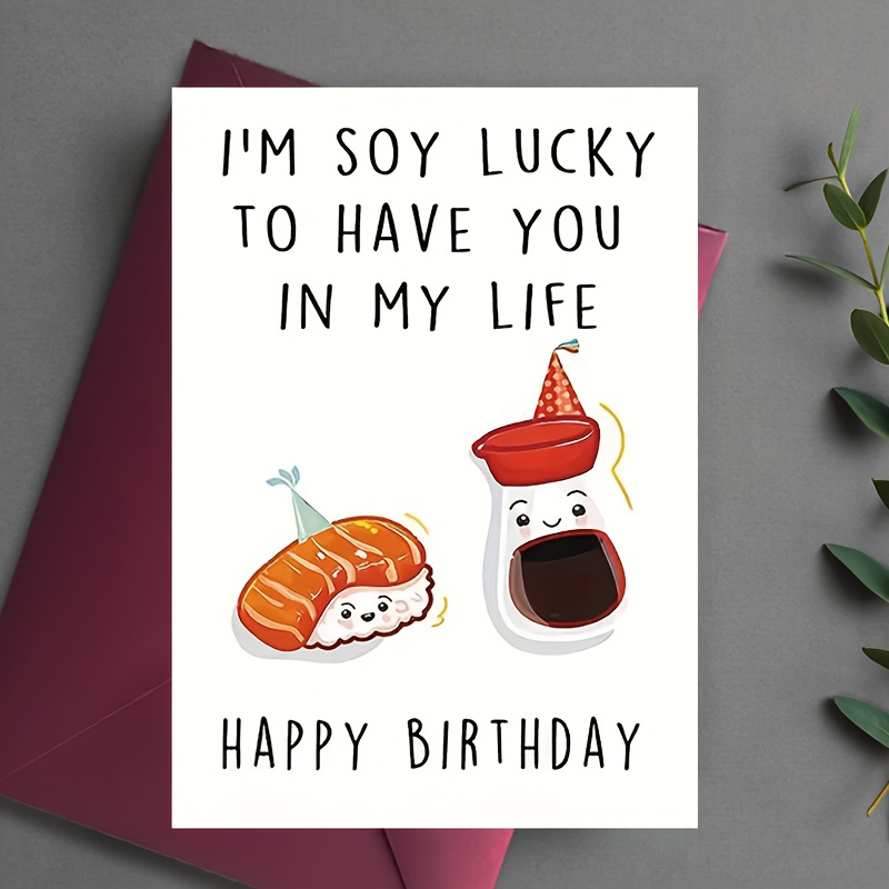 

Soy Lucky Birthday Card: Adorable Sushi Duo In Party Hats - Perfect Gift For Friends And Family