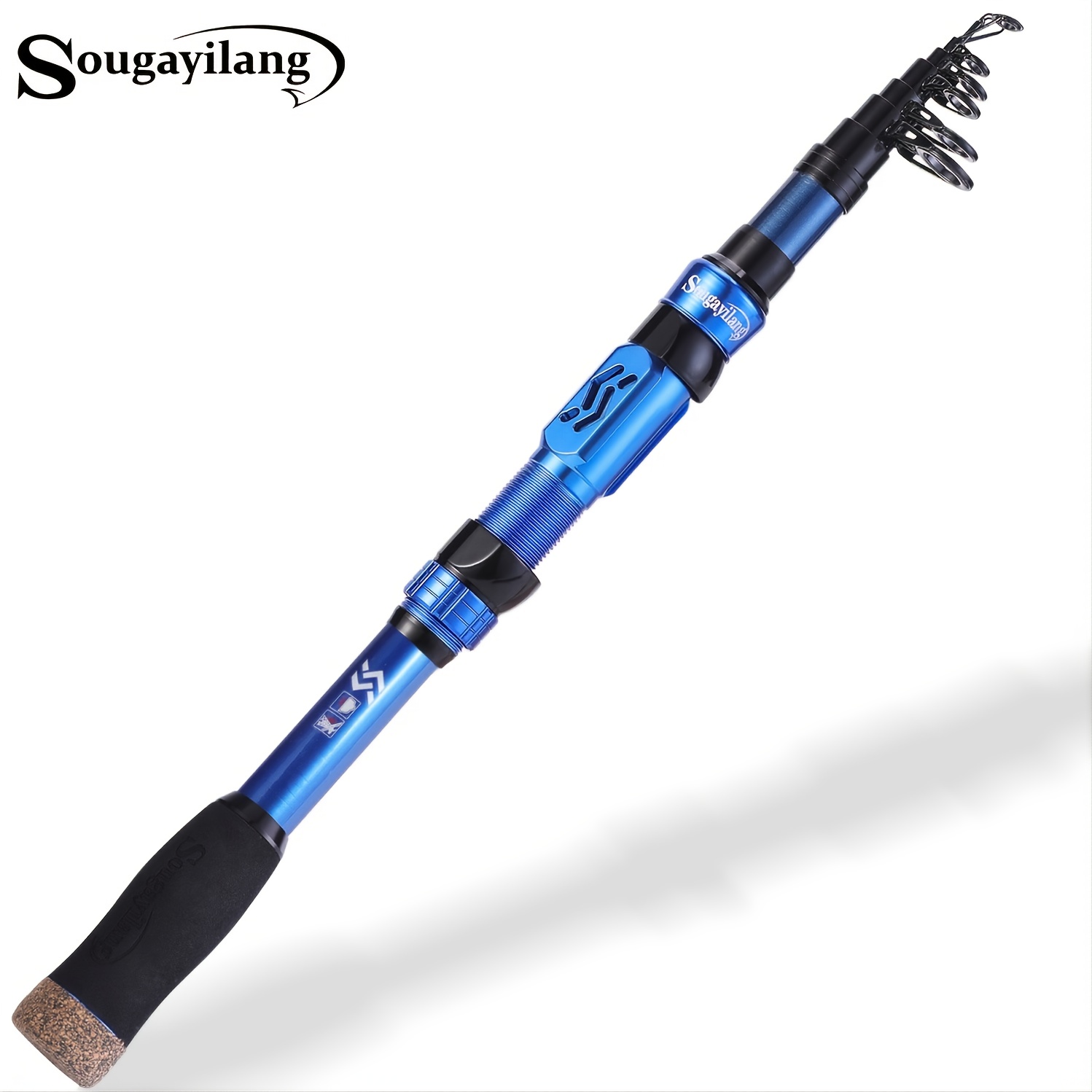 Sougayilang Blue Telescopic Fishing Rod: Portable Eva Handle