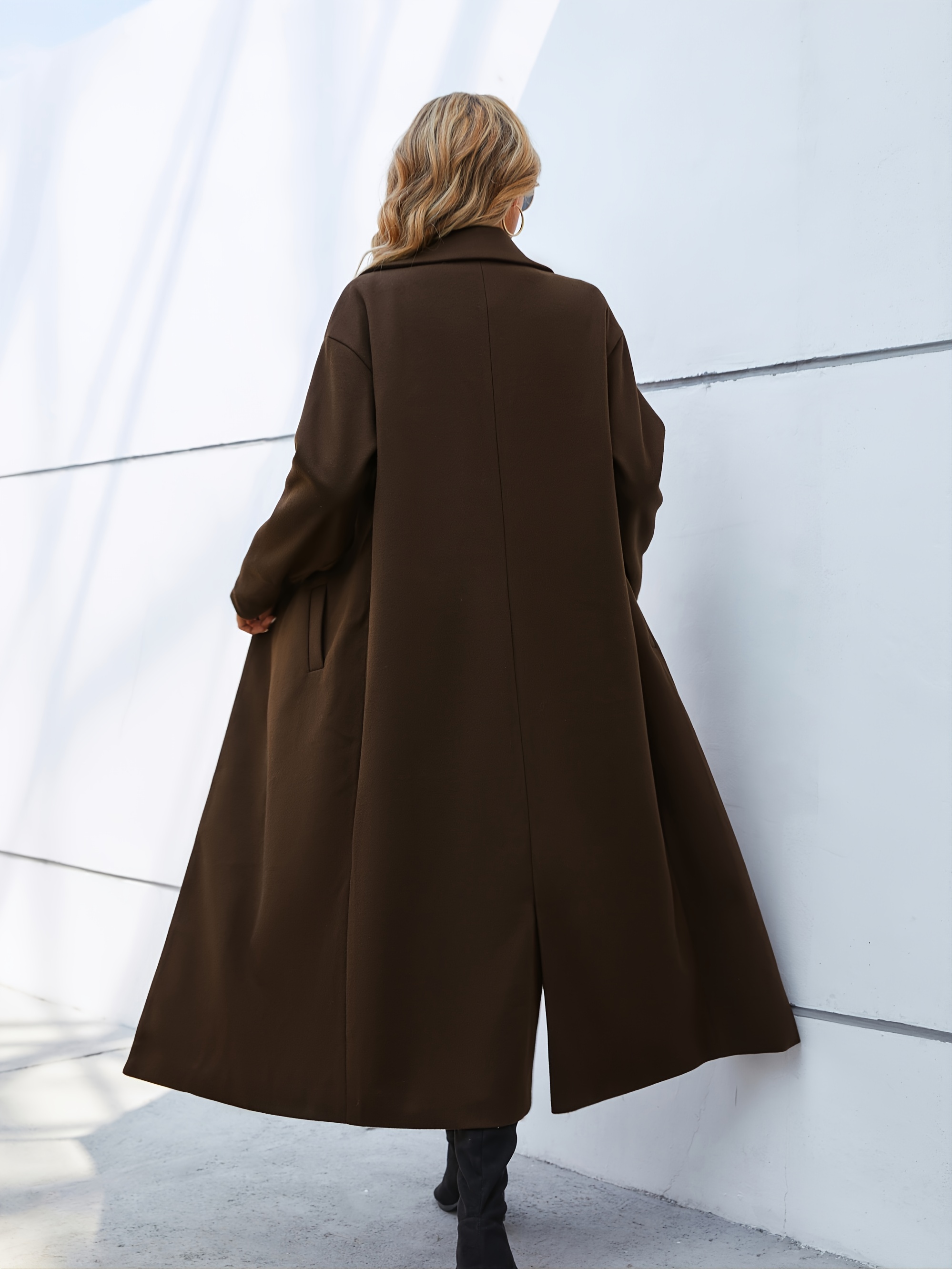 Solid Long Length Outerwear, Women's Casual Buttons Long Sleeve Fashion Loose Women's Clothing Coat,Women Winter Coats,Temu