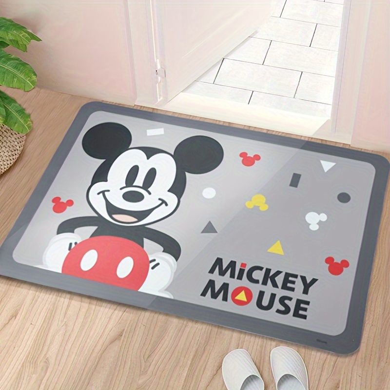 

Mickey Mouse Non-slip Polyester Floor Rug, Hand Washable Bathroom Mat, Cartoon Car Carpet Accessory For Kitchen And Bathroom