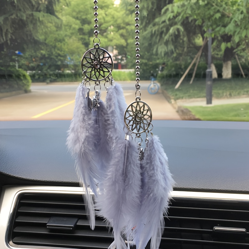 Dream Catcher Handmade Attrape-rêves Gris Plume Tenture Murale Ornement  Voiture Intérieur Rétroviseur Pendentif Charme de