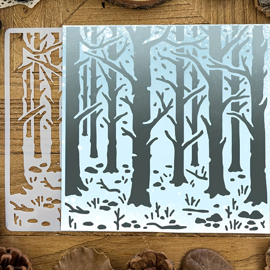 

Forest Birch Trees Layering Stencil Set For Diy Crafts, Scrapbooking & Painting – Durable Plastic Templates For Home Decor & Embossing