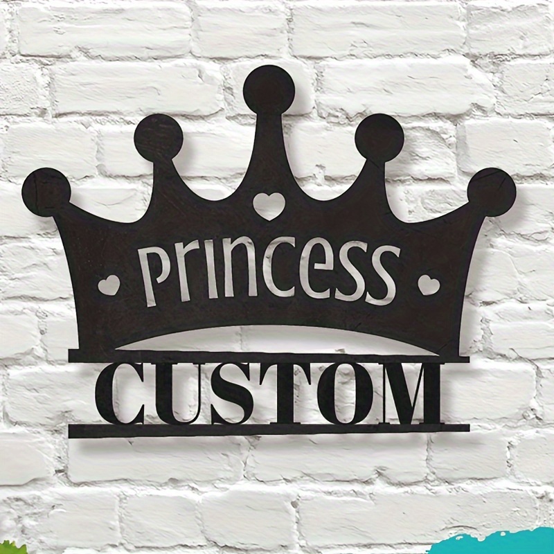 

Customizable Princess Crown Metal Wall Art - Personalized Royal Theme Decorative Sign For Home & Garden, Wall Mount, No Electricity Needed