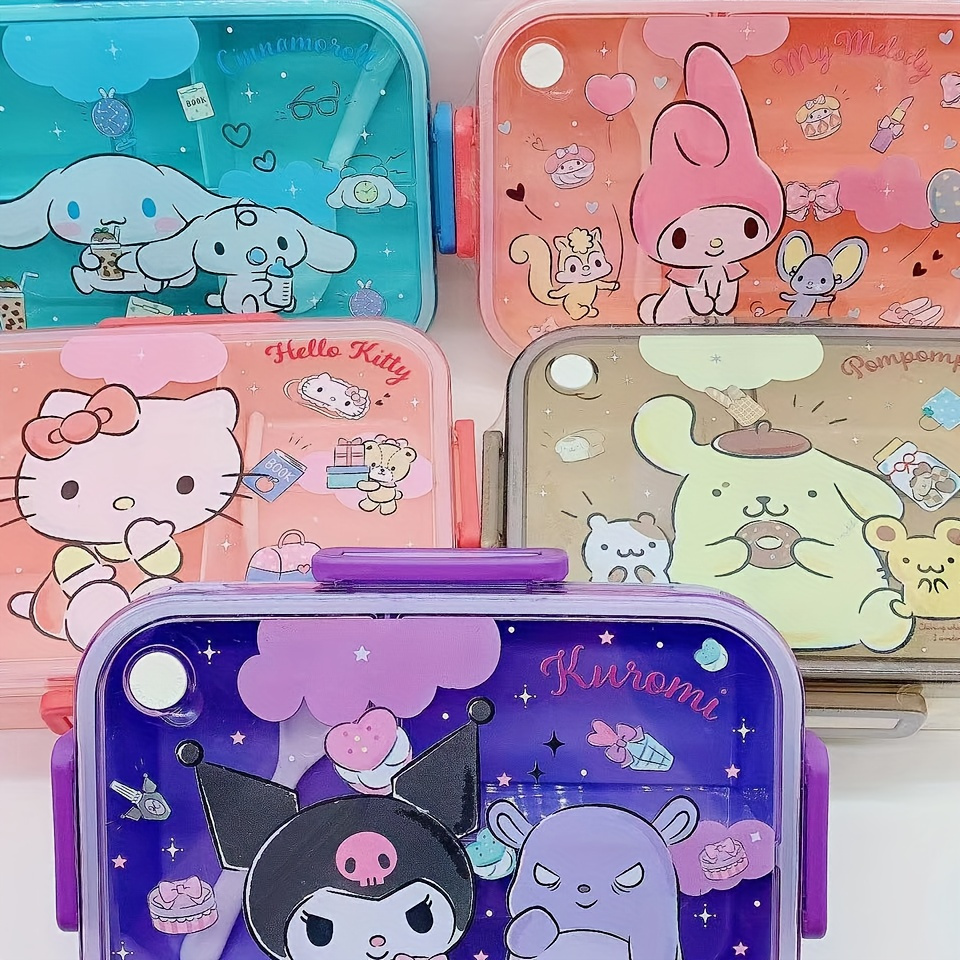 Hello Kitty Kuromi Cinnamoroll Melody Cartoon Lunch Box Anime Bento Box  With Cutlery Set, 3 Compartments Food Container, Microwave Safe, For  Students And Workers, Kitchen Travel Accessories - Temu