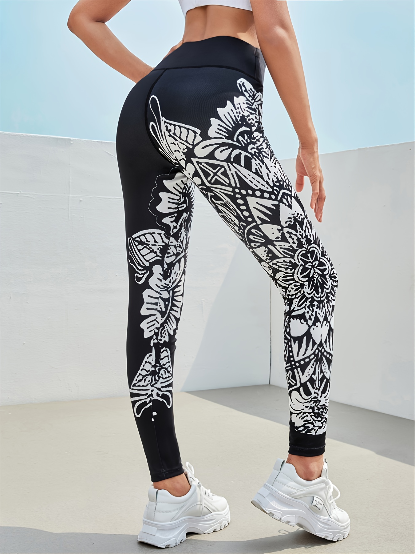 Colorful Digital Print Yoga Leggings High Waist Stretch