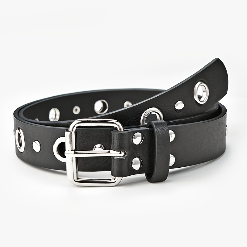 Women Double Grommet Leather Casual Jean Belt