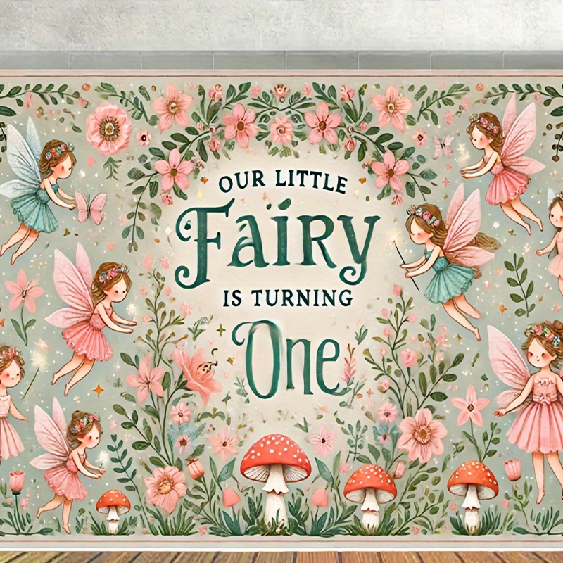 

Fairy-themed Birthday Party Backdrop 7x5ft - Polyester Photography Background, No Power Needed, Outdoor Celebrations & Cake Table Decor