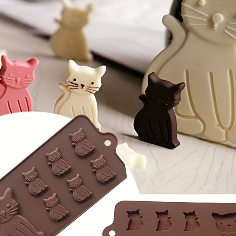 

1pc Cute Cat Silicone Cake Mold, 3d Kitten Shapes Fondant Mold, Handmade Chocolate Candy Mould, Flexible And Non-stick Baking Tool For Resin Clay