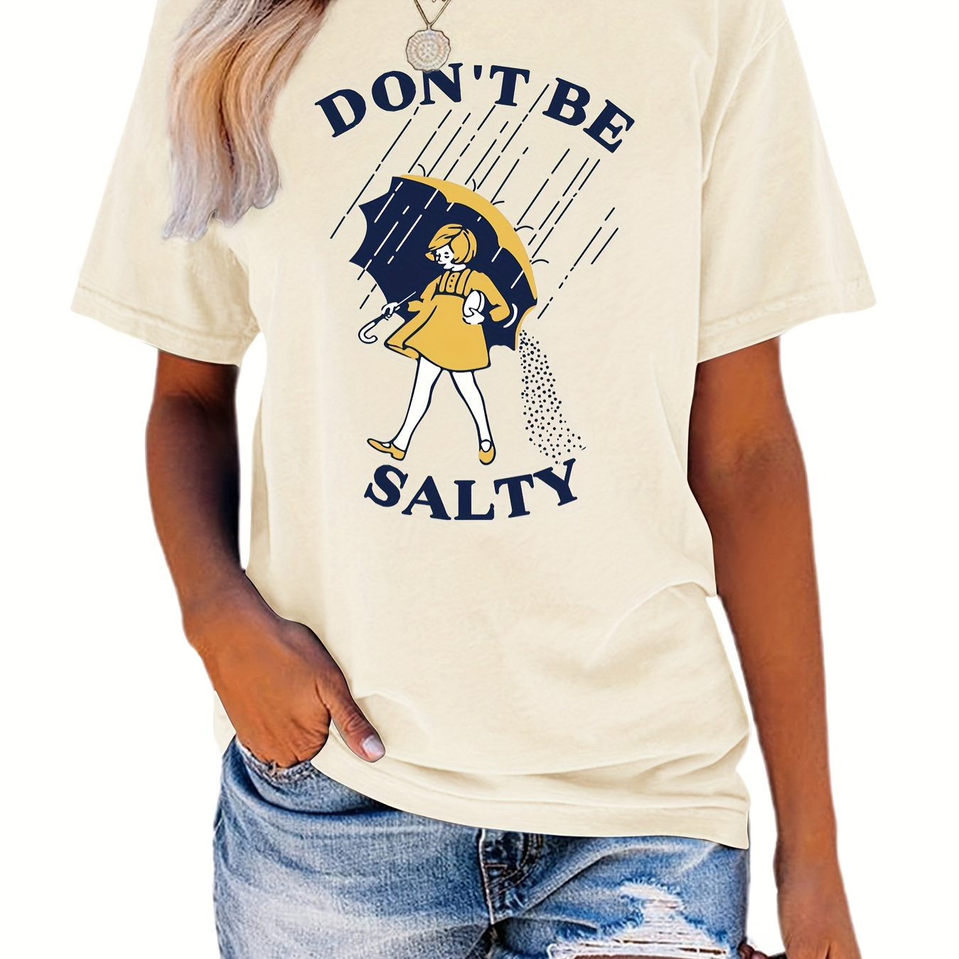 

Graphic Print T-shirt, Short Sleeve Crew Neck Casual Top For Summer & Spring, Women's Clothing