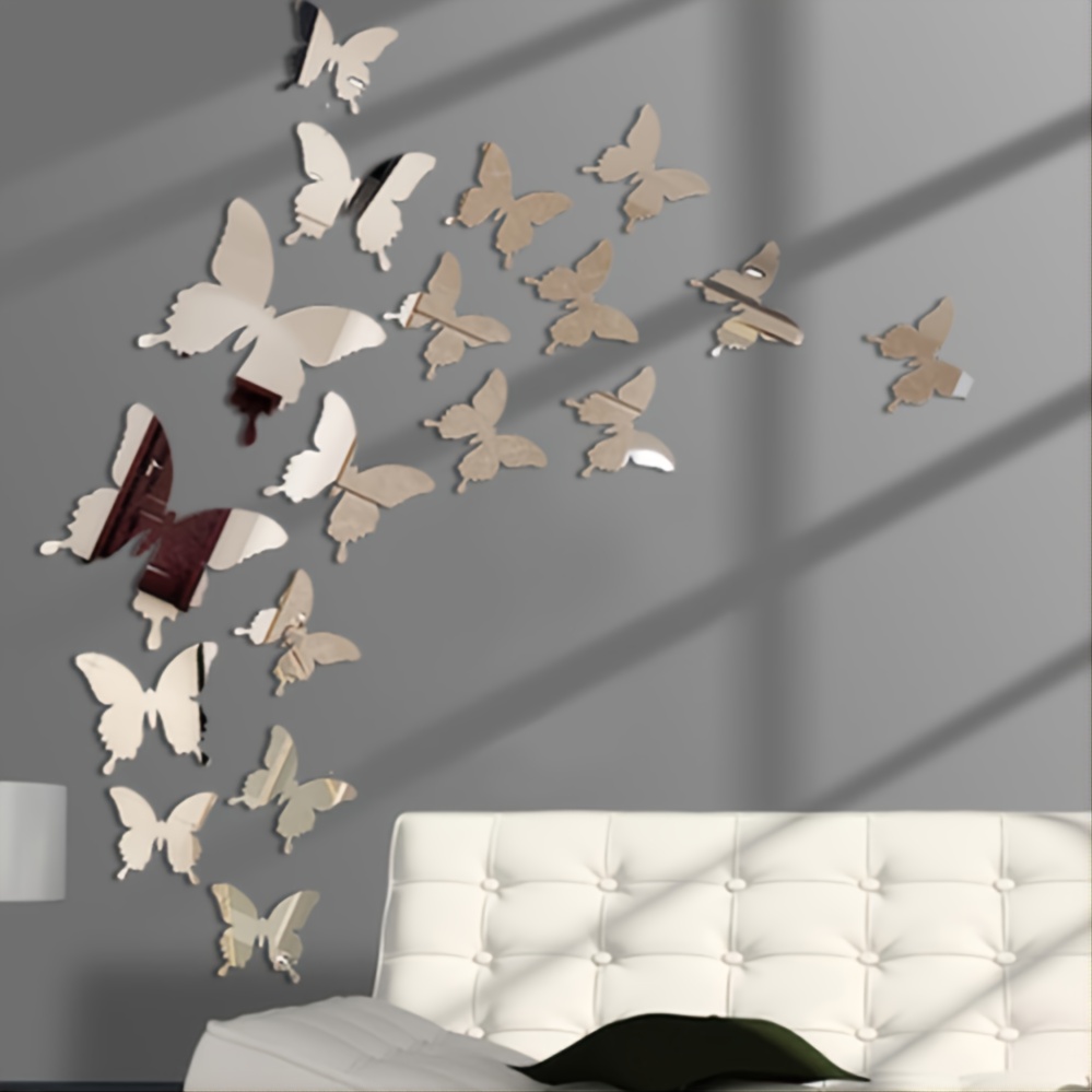 Wall Decals for Boys Bedroom Mirro Wall Stickers 3D Hollow Pearl Paper  Butterfly Wall Stickers Wedding Festival Decoration Bedroom Living Room  Wall Decor Stickers Master Bedroom Wallpaper above Bed 