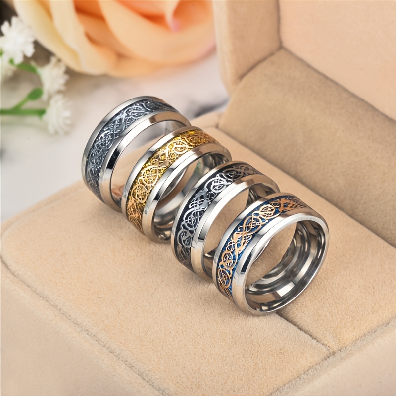 Men's Stylish Dragon Pattern Stainless Steel Ring