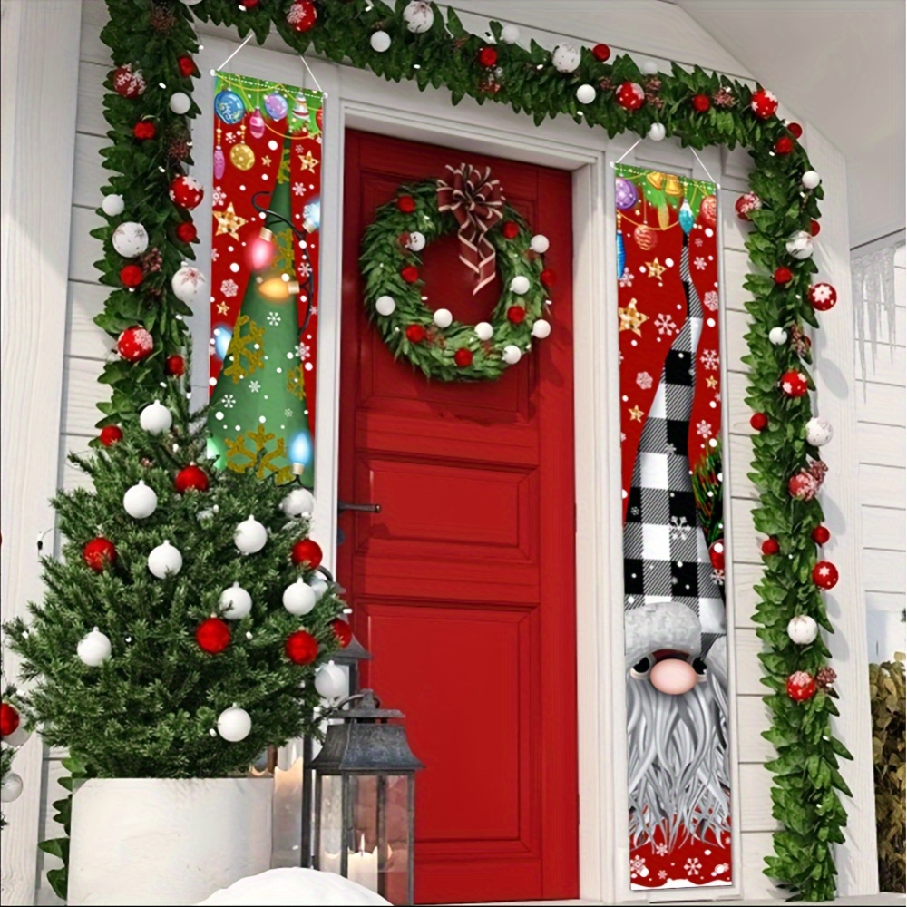 Buon Natale Con Striscione Di Nastro Rosso Su Uno Sfondo Di Neve Leggero Illustrazione Vettoriale Modello Invernale 163663845