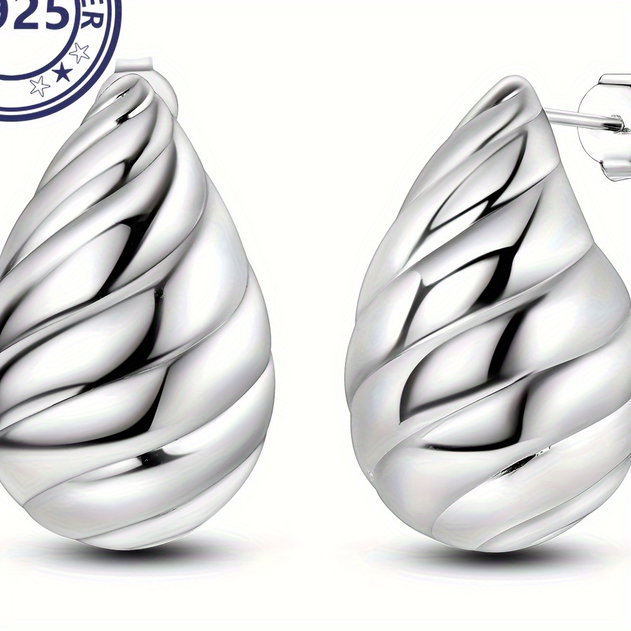 

S925 Sterling Silver Water Ripple Pattern Water Drop Earrings Hypoallergenic Simple Luxury Jewels Earrings For Women