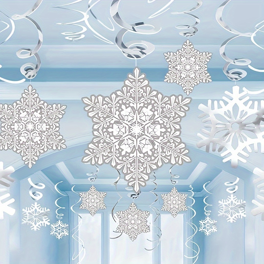 

30pcs Snowflake Hanging Decorations – Plastic No-electricity Festive Winter Wonderland Accents – Sparkling Christmas Party Charms – Magical Home & Holiday Room Décor For Joyful Celebration