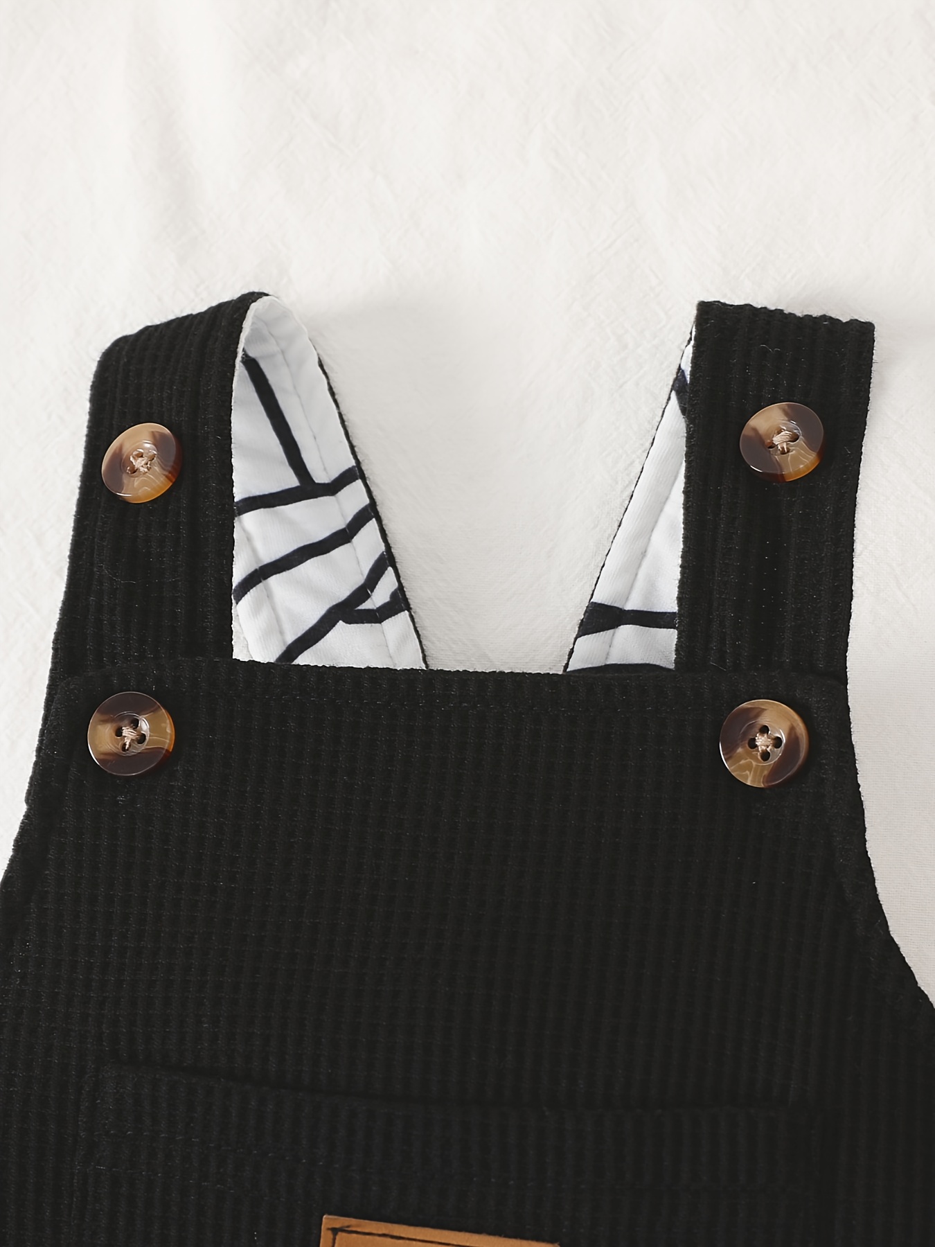 Baby Boy Waffle Letter Patched Overalls