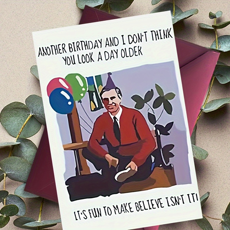 

1pc Humorous Birthday Greeting Card For Anyone - Playful Illustration With Man In Chair, Balloons & Plants - Fun And Universal Birthday Wish Card For Friends And Family