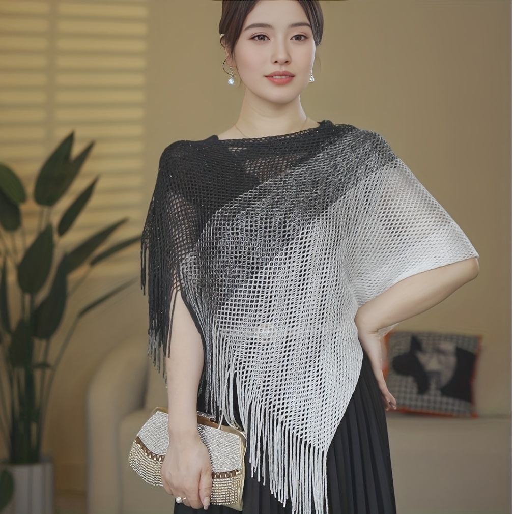 Boho Fringed Shawl Hollow Out Mature Wrap Sunscreen