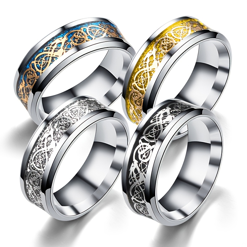 Men's Stylish Dragon Pattern Stainless Steel Ring