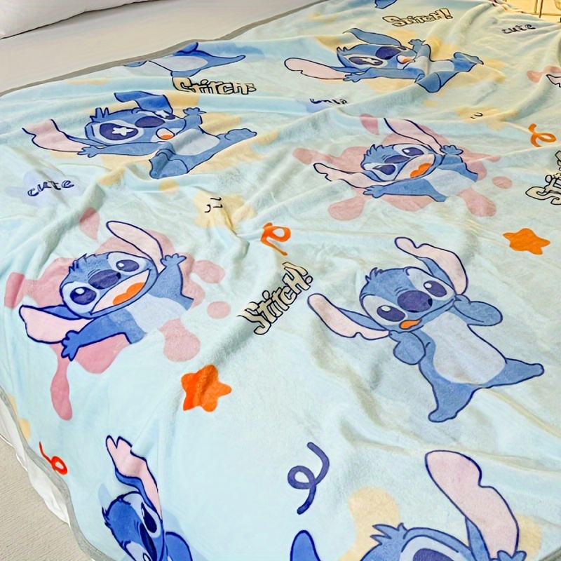 

[licensed] 150cm*200cm Disney Stitch Cute Cartoon Blue Plush Blanket, Thickened Warm Large Lunch Blanket, Sweet Fashion Cartoon Napping Blanket