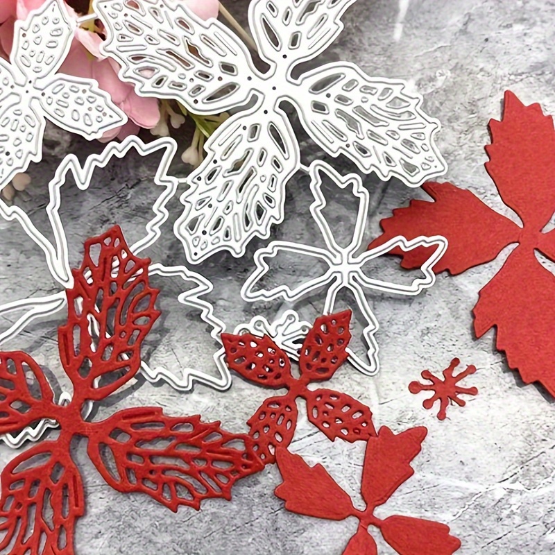 

Set Of 5 Wedding Maple Leaf Snowflake Golden Die Cuts, Flower Die Cuts Carbon Steel Embossing Template Mold Handicraft Mold Scrapbook Album Card Birthday Christmas Diy Craft Cutting