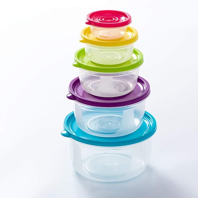 Rotondo Plastica Contenitori per alimenti - Multicolore - Set di 3