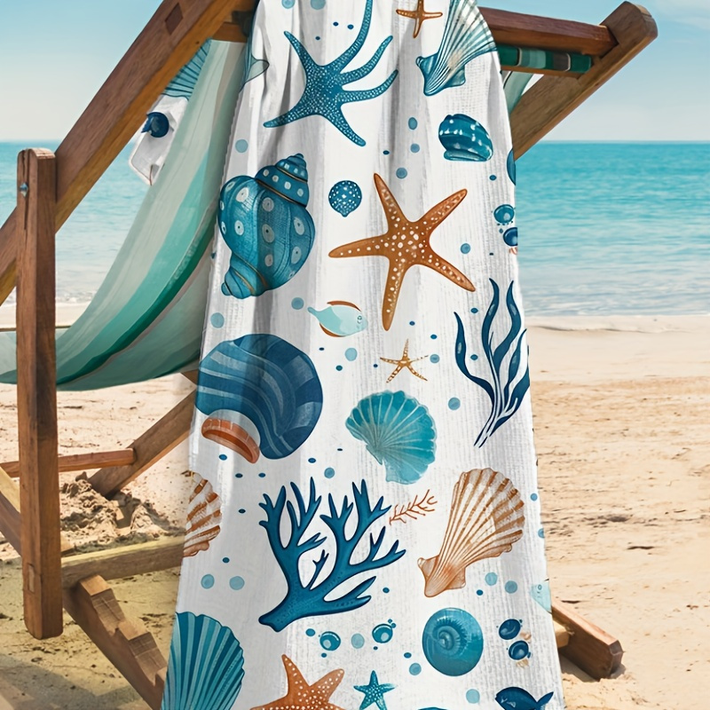 

1pc Beach Towels Beach Blanket Lightweight Thin Towels For Swimming Beach Camping Shell Starfish Pattern Blanket 29inch X 59inch