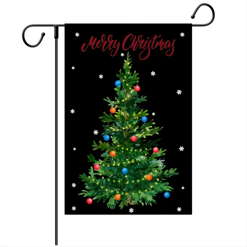 1pc 12 18in Novelty Decorative Christmas Garden Flag Outdoor Letter Christmas Decoration Rectangular Yard Flag Without Metal Fittings