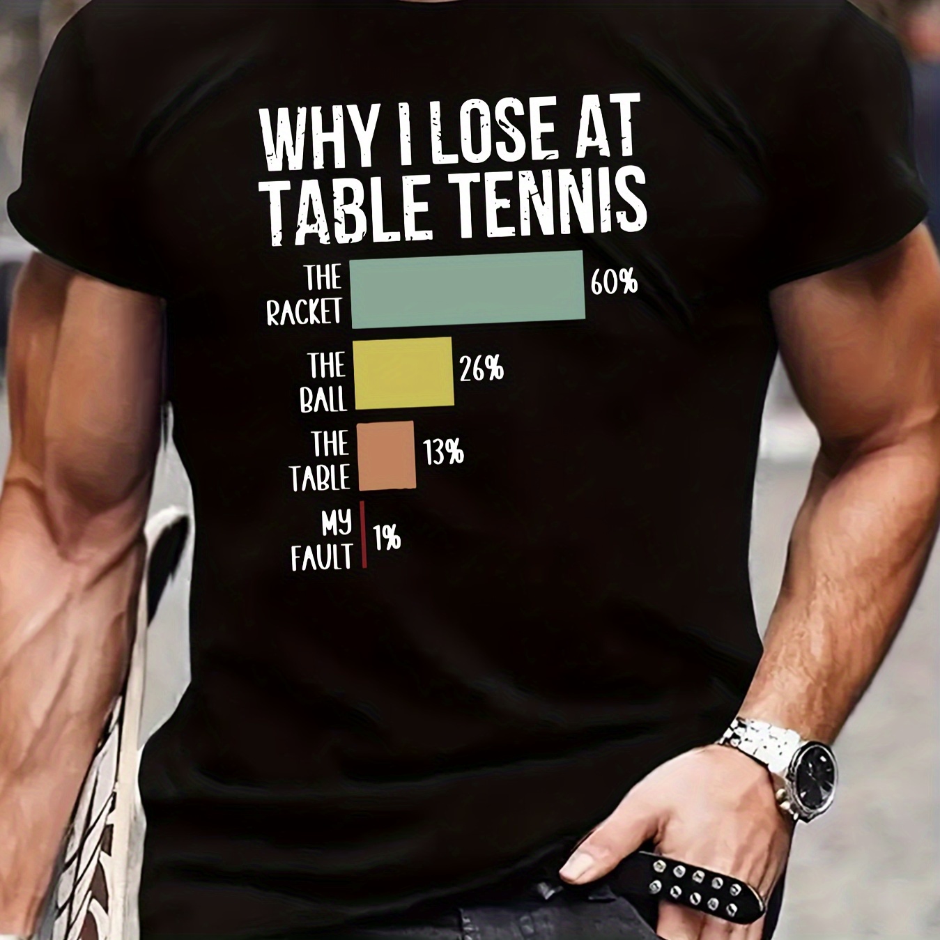 

Why I Lose At Table Tennis Print Tee Shirt, Tees For Men, Casual Short Sleeve T-shirt For Summer