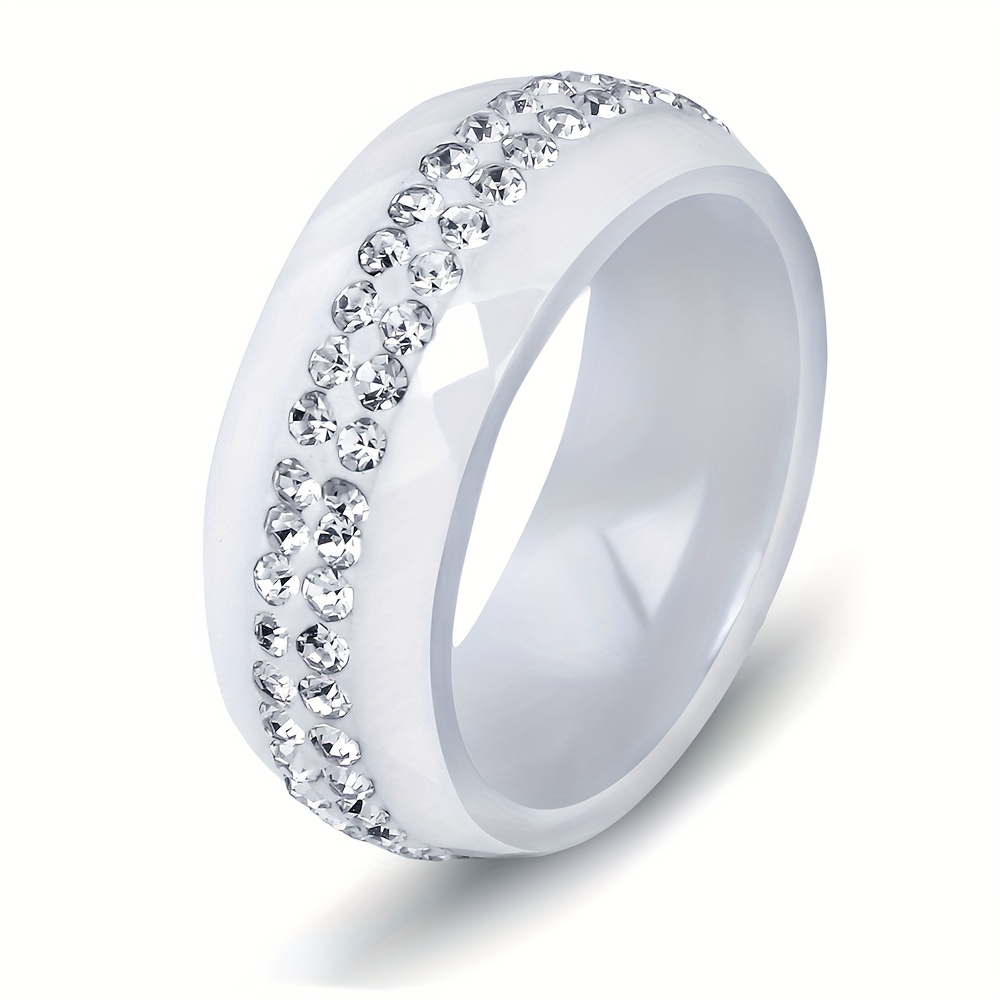 Popular Minimalist Black And White Ceramic Ring