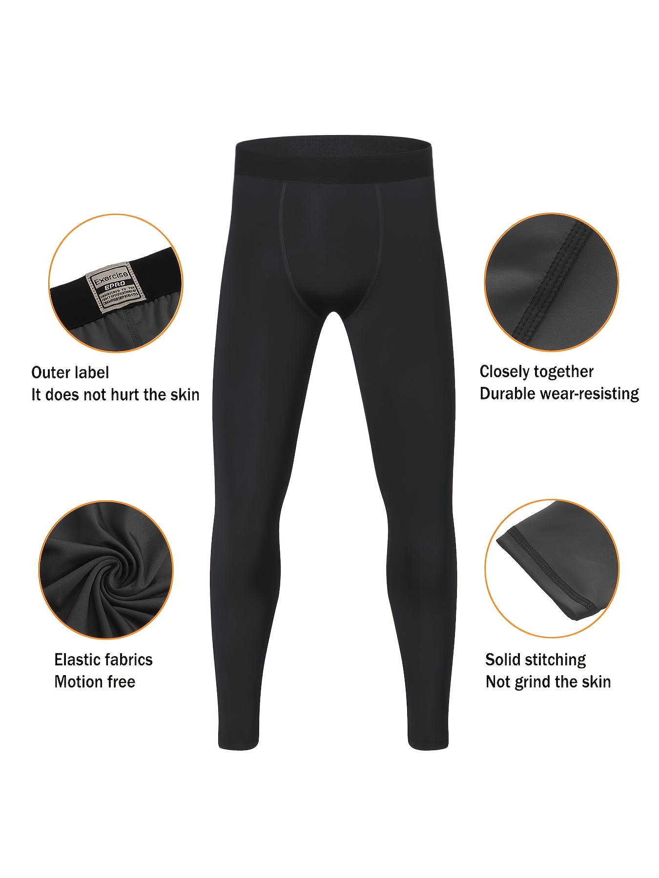 Men's Boy's Compression Pants One Leg Tights 3/4 Legging Athletic Base  Layer Underwear for Basketball Running Gym