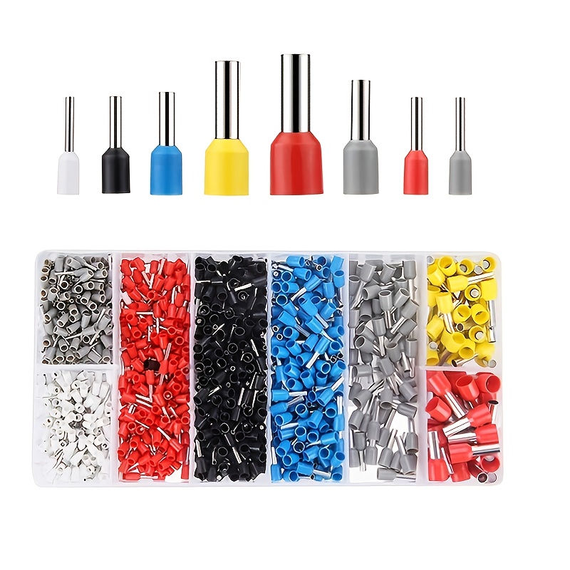 1200PCS Wire Ferrules, Insulated Crimp Pin Terminal Kit for Electrical  Projects, AWG 24-7, 8 Sizes,Ferrule Crimping Kit