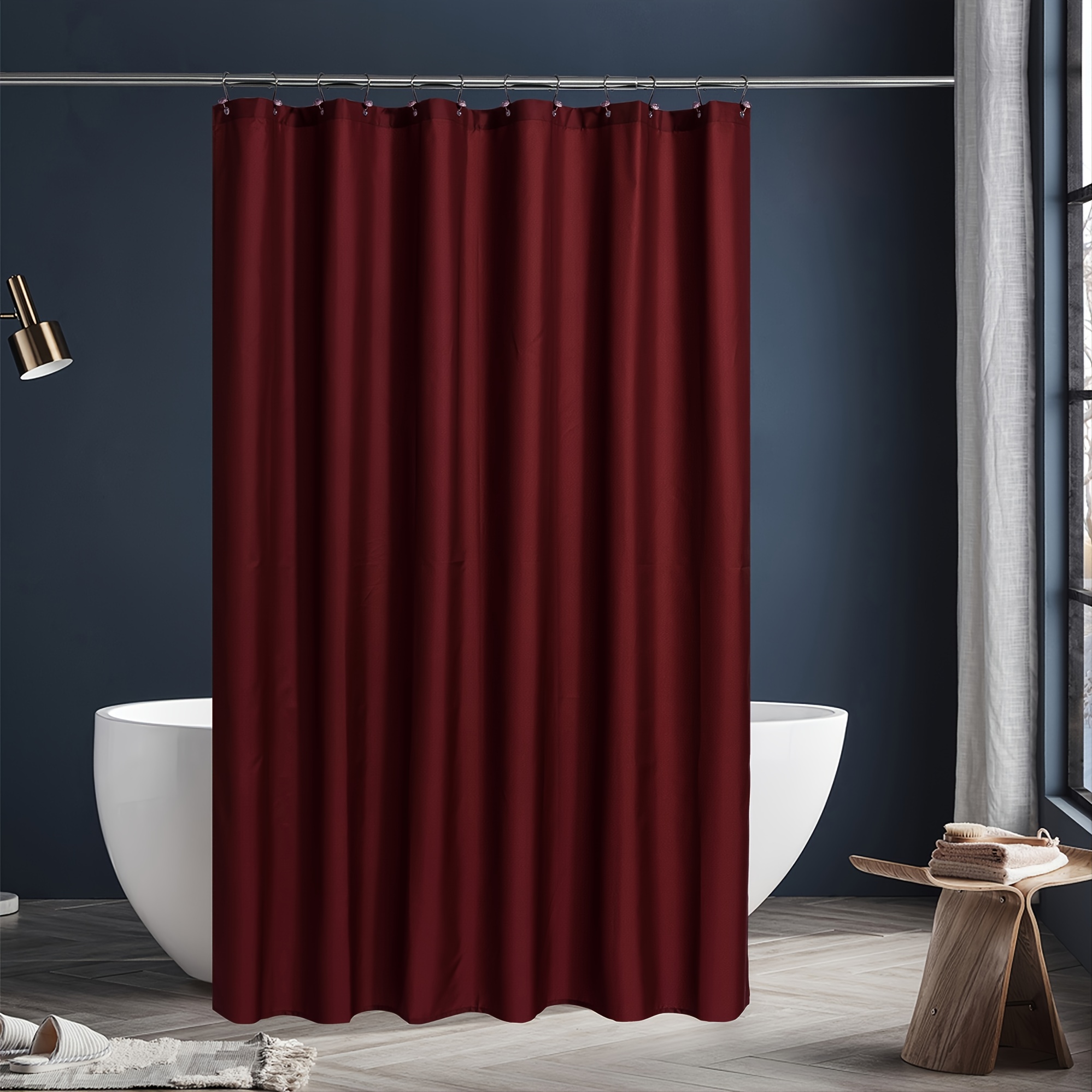  Cortina de ducha de tela sin gancho, 72 x 72 pulgadas, forro de  cortina de ducha lavable de poliéster con ventana transparente, cortinas de  ducha impermeables para baño, estilo hotel de