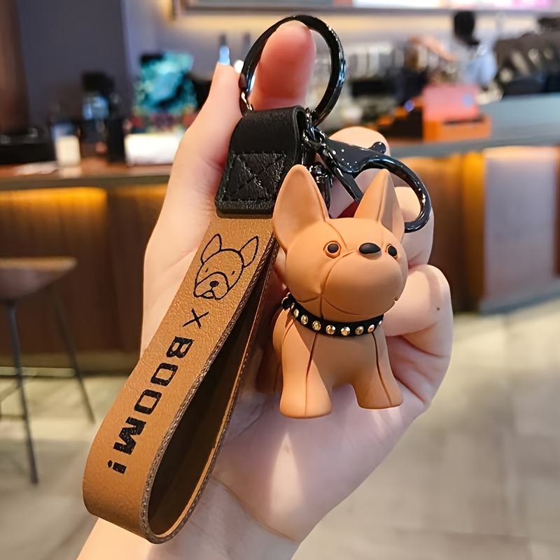 fashion Punk French Bulldog Keychain PVC Leather Dog Keychain