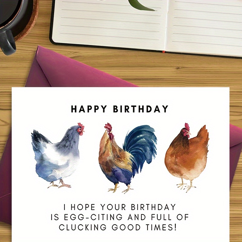 

1pc, Greeting Card The 3 Chickens In The Picture Are All Standing, Looking Very Healthy. They All Have Red Roosters And Ears. Gift Cards Suitable For Giving To Family And Friends.