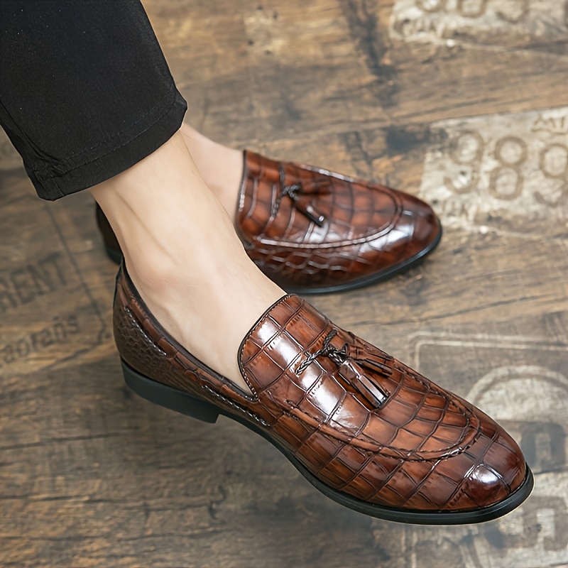 Farwarwo Men's Crocodile Printed Leather Oxford Shoes, Formal