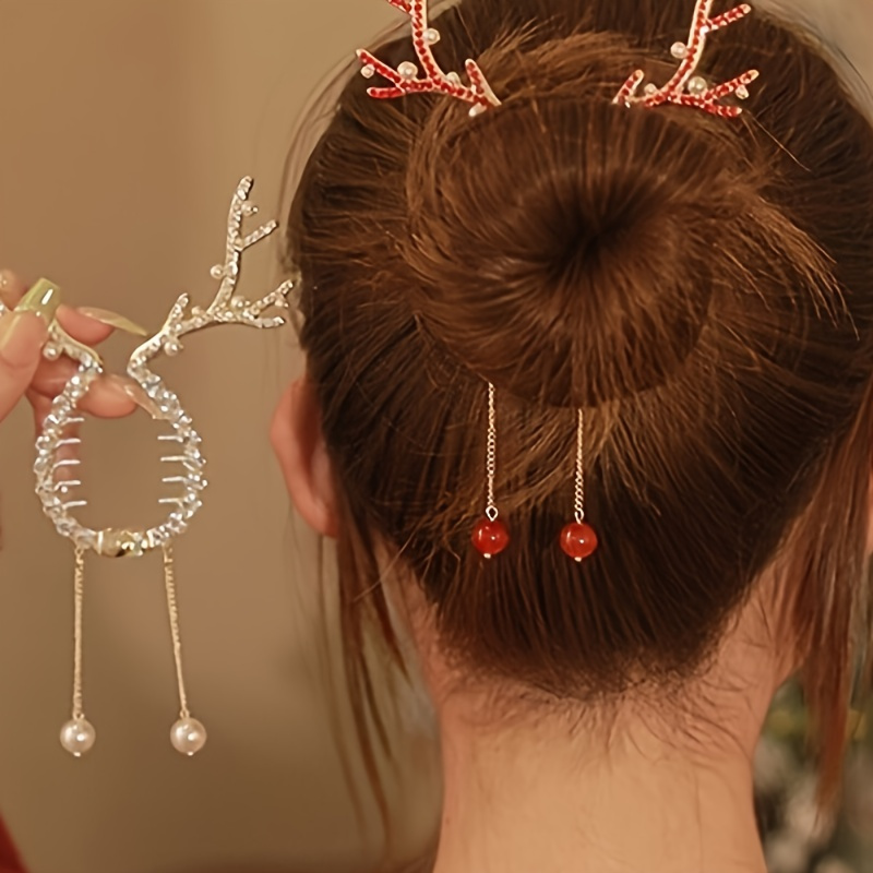 

Alloy Ponytail Rhinestones - 1/2pcs Christmas For Ponytails, Hold For Women And , Styling Accessories