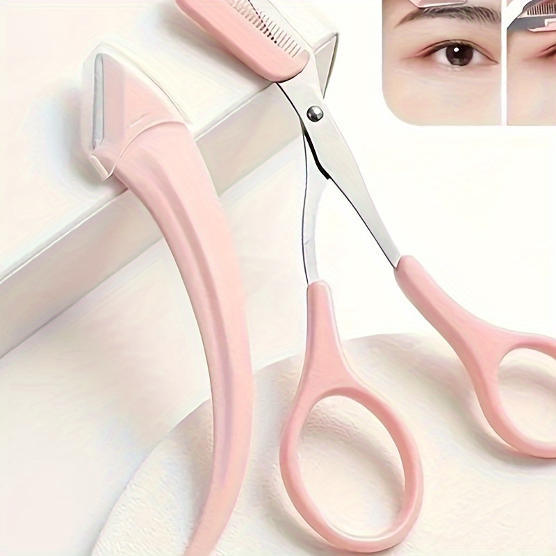 

Eyebrow Trimmer Scissor With Comb Lady Woman Men Hair Removagrooming Shaping Stainless Steel Eyebrow Remover Makeup Tool