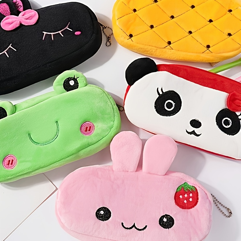 Kawaii Big Mouth Frog Plush Pencil Case Soft Plush Pencil - Temu