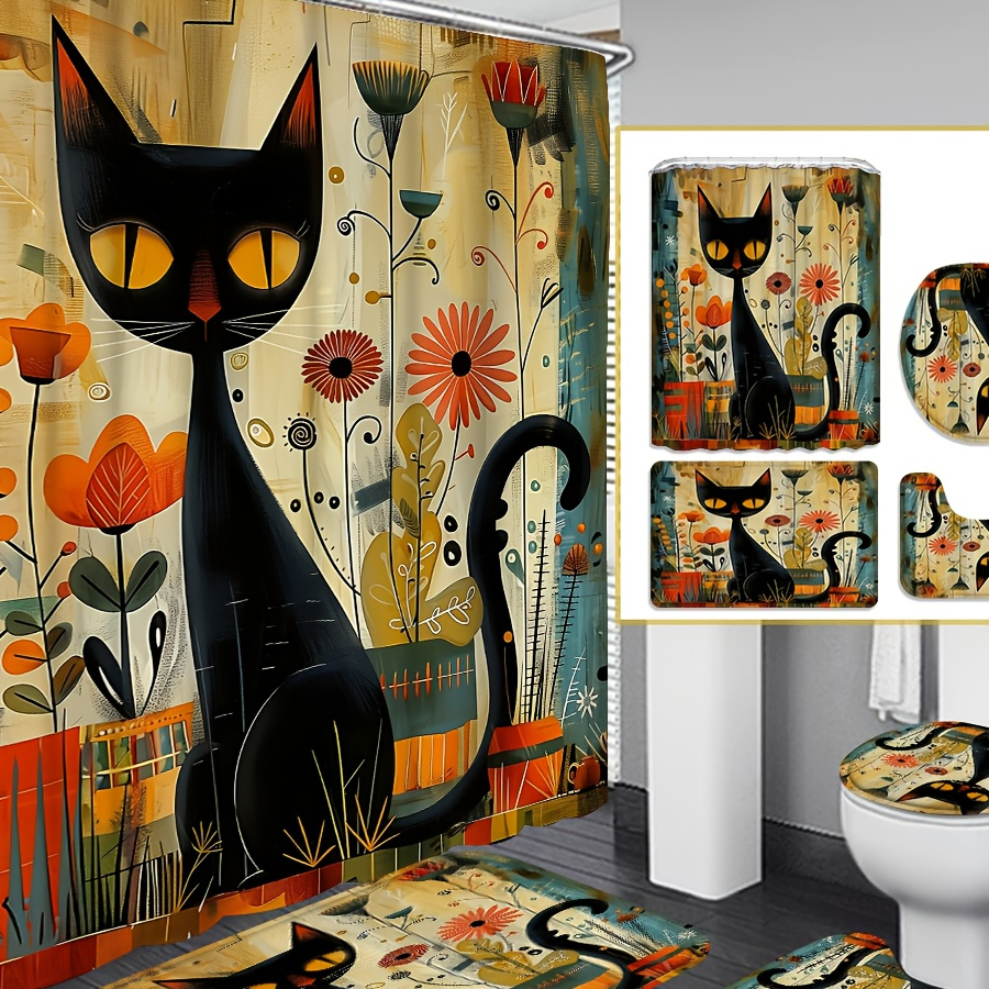 

4pcs Bathroom Set, - Polyester Shower Curtain Rugs And , , Decor,