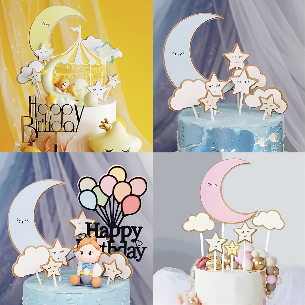 Glitter Feliz Cumpleaños Cake Topper Happy Birthday Baby Shower Fiesta  Theme Party Cake Decoration, Gold