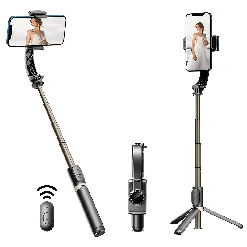 Estabilizador de cardán con palo de selfie para iPhone: cardán portátil de  mano con trípode y control remoto para grabar videos con la cámara del telé