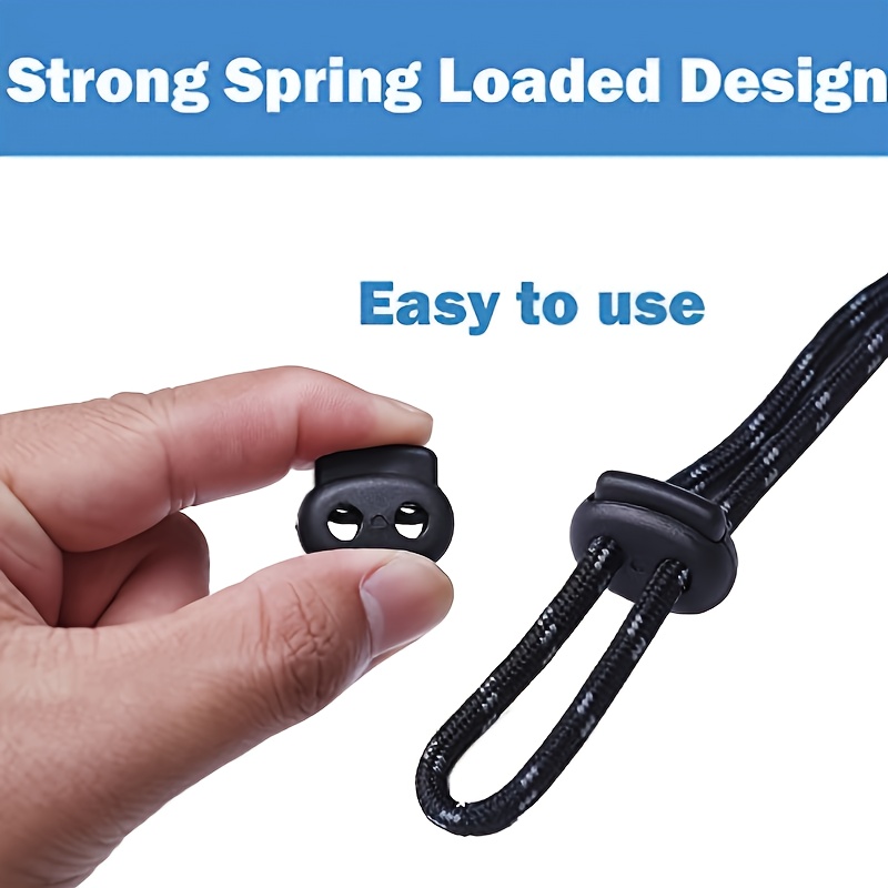 Black Plastic Cord Lock End Spring Toggle Stopper Two Hole - Temu
