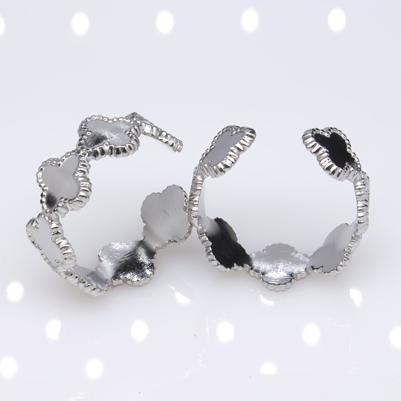 Vintage Four Leaf Clover Open Ring for Autumn/Winter