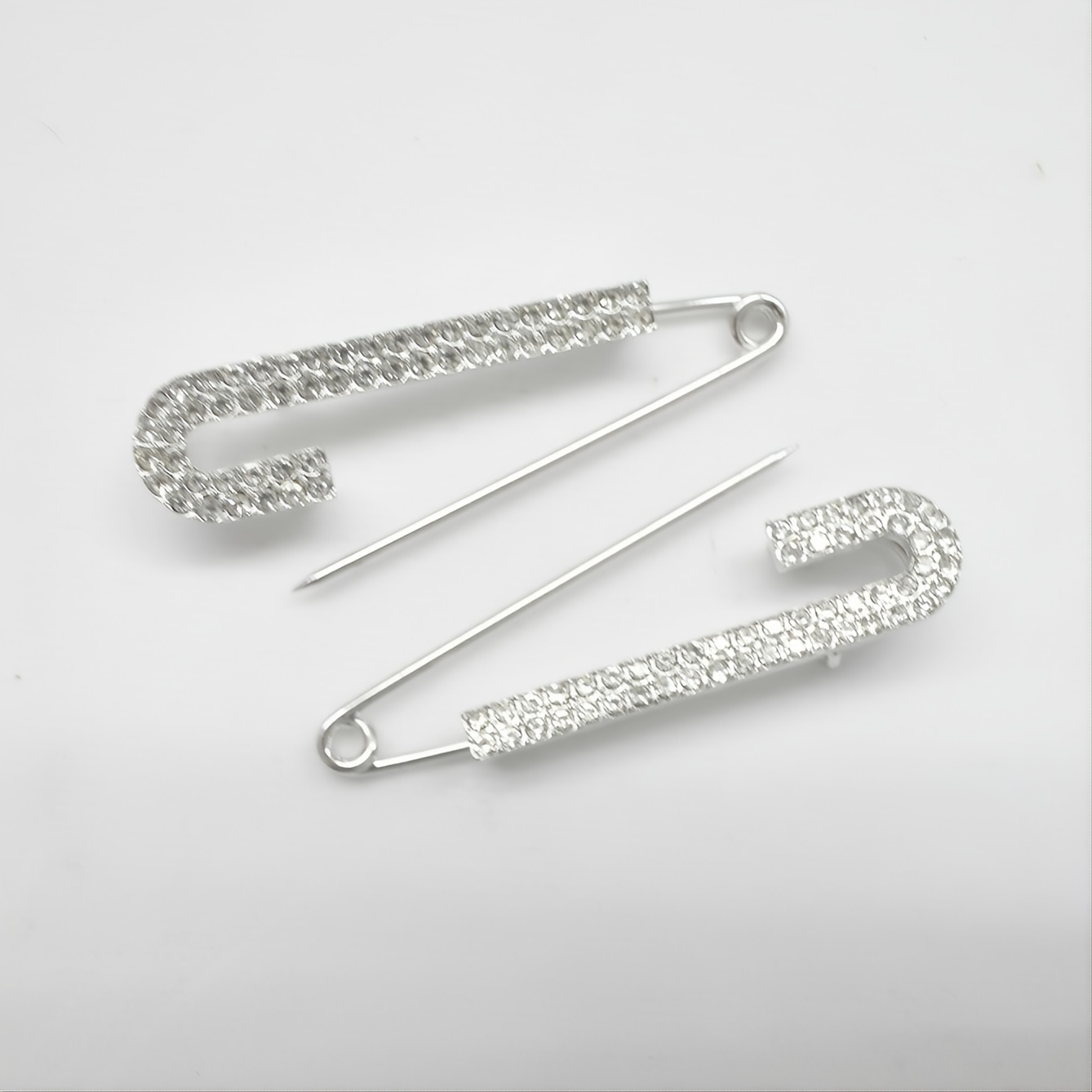 Black Safety Pins Dangle Earrings 925 Sterling Silver Fancy Jewelry 