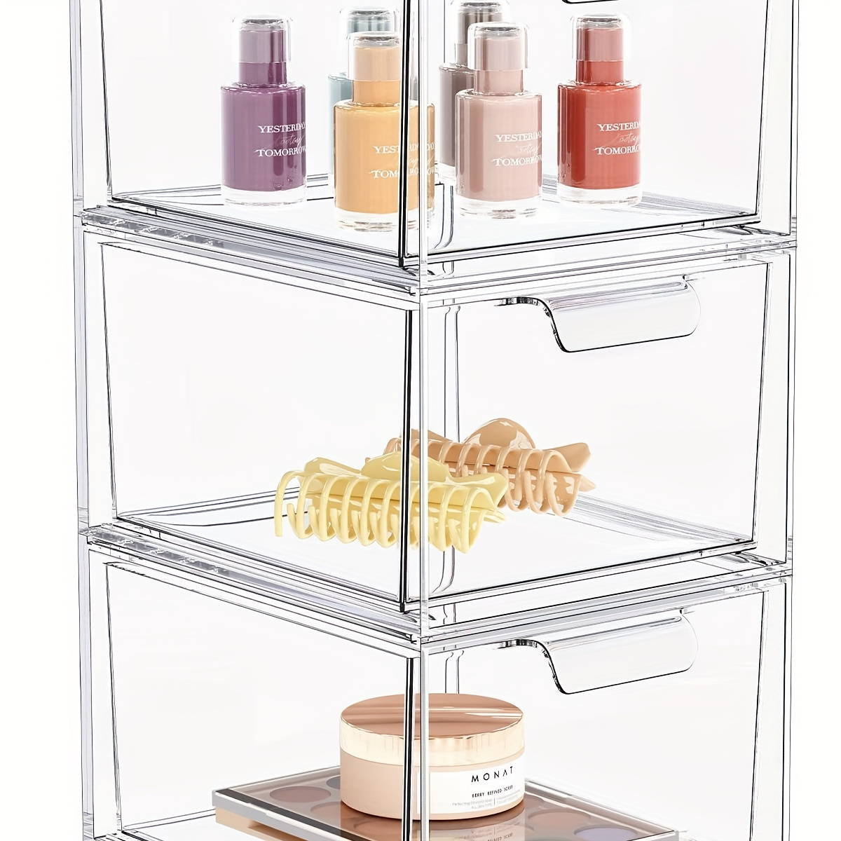 

1pc Clear Makeup Storage Organizer, Drawer Type Plastic Storage Box For Vanity, Cabinets, Dustproof Storage Box For Skincare Makeup And Sundries, Makeup Organization And Storage