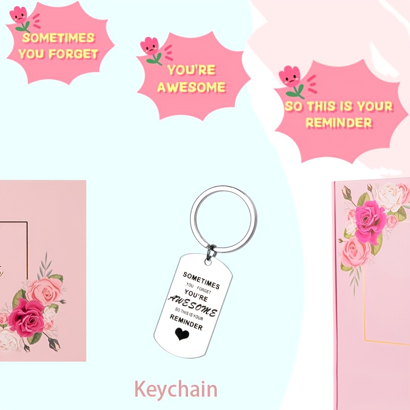 Temu Inspirational Gifts Keychain for Women Sometimes You Forget You're Awesome So This Is Your Reminder Birthday Gifts for Women Men Teen Girls Boys