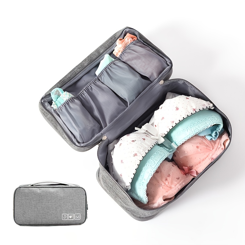 10.24 x 5.12 x 4.72(L * W * H) Packing Organizer Bra Underwear Storage  Bag Travel Lingerie Pouch Organizer Portable Grey