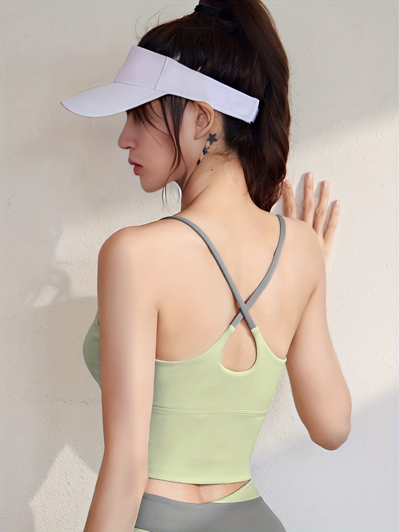 Solid Color Sports Bra Single Shoulder Straps Quick Drying - Temu Canada